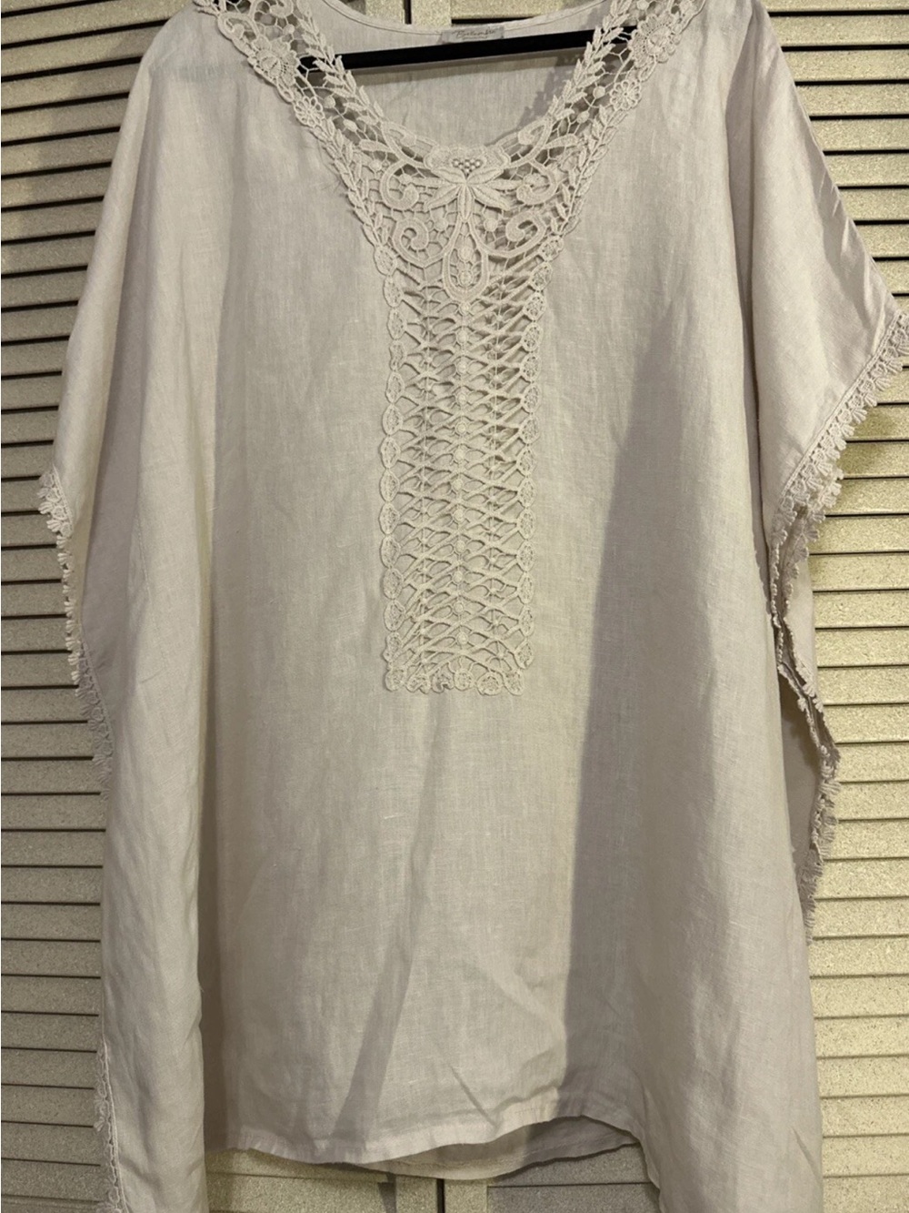 Bellambra 100% Linen Boho Lace-Front Tunic Top made in Italy